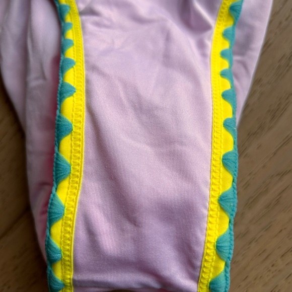 Popvil neon pink one-piece swimsuit with a deep V-neck and multi-color trim Med - Picture 5 of 5